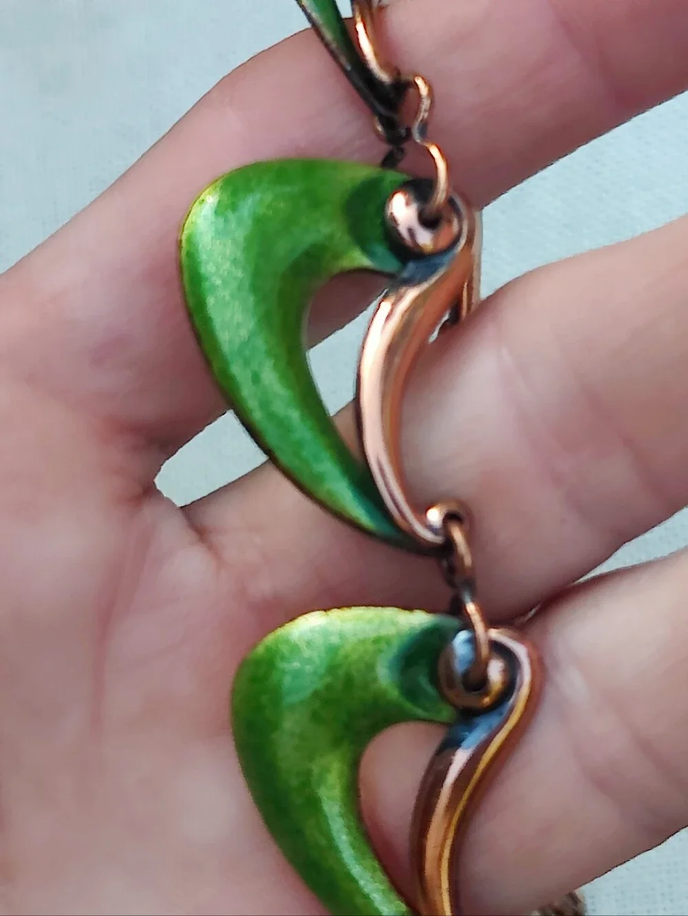Vintage Renoir Green Enameled Copper Necklace